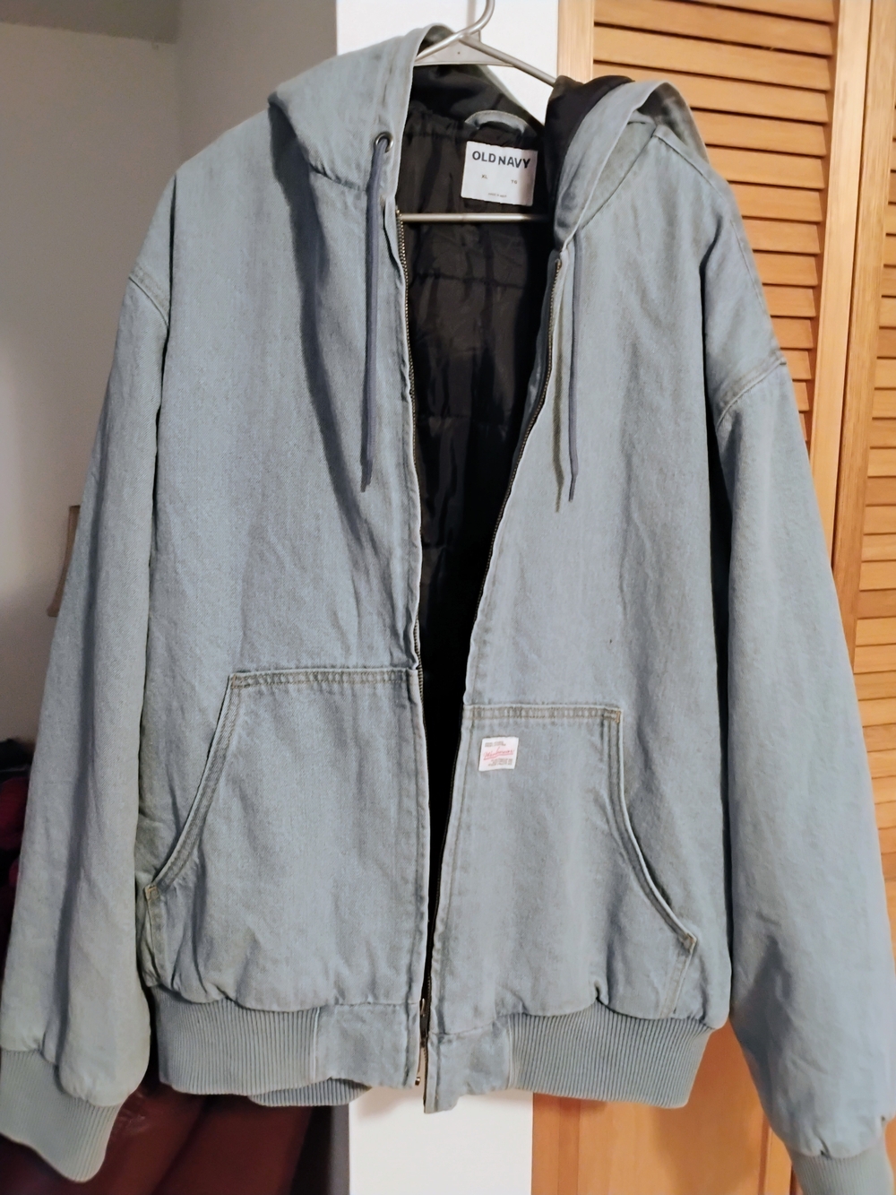 Old Navy Men's Light Blue Hooded Bomber Jacket